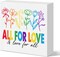 LGBT Desk Sign – Rainbow Pride Home & Office Decoration, LGBTQ Ally Wooden Box Sign, “All for Love” Inspirational Gift for Gay, Lesbian, Queer & Trans Pride Month